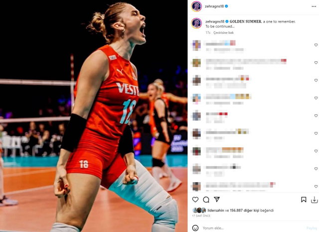 Milli voleybolcu Zehra Güneş'in pozu ünlüler dünyasını salladı