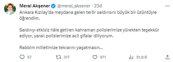 Ankara'da bakanlığa düzenlenen bombalı saldırı girişimi sonrası siyasilerden art arda mesajlar geldi