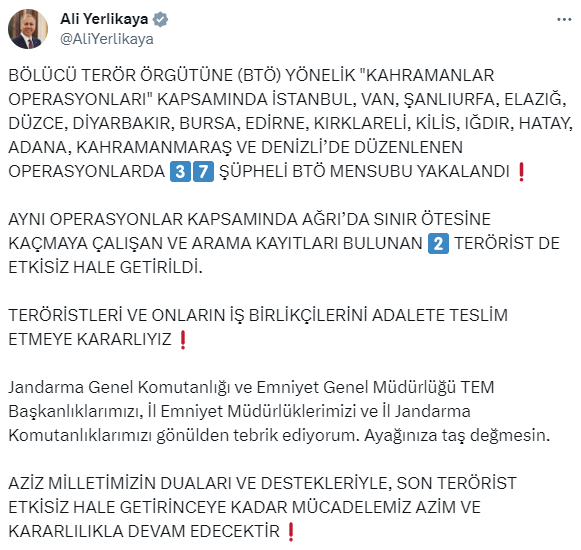 Kahramanlar Operasyonu'nda 37 kişi daha gözaltında! 2 terörist de kaçarken sınırda yakalandı