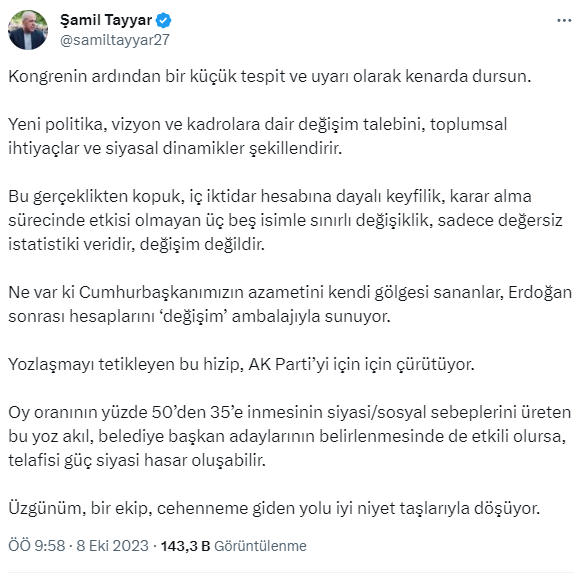 AK Parti MKYK listesine giremeyen Şamil Tayyar'dan zehir zemberek sözler