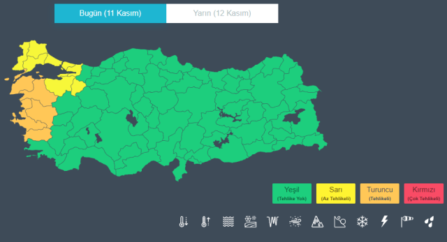 13 kent için turuncu ve sarı kodlu uyarı! Kuvvetli fırtına ve sağanak geliyor