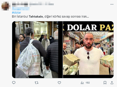 İstanbul'da bir vatandaş, çuval dolusu para taşırken böyle görüntülendi