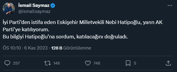 İYİ Parti'den istifa eden Eskişehir milletvekili Nebi Hatipoğlu'nun AK Parti'ye katılacağı iddia edildi