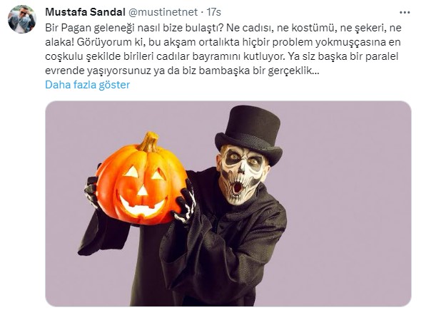 Mustafa Sandal'dan Cadılar Bayramı tepkisi: Başka paralel evren ve gerçeklik yaşıyorsunuz