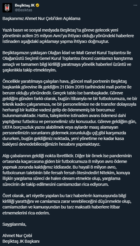 Satır satır açıklama yapan Ahmet Nur Çebi, 25 milyon euro iddialarını yalanladı