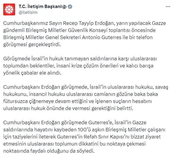 Cumhurbaşkanı Erdoğan, BM Genel Sekreteri Guterres ile görüştü