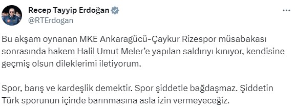 Cumhurbaşkanı Erdoğan: Şiddetin Türk sporunun içinde barınmasına asla izin vermeyeceğiz