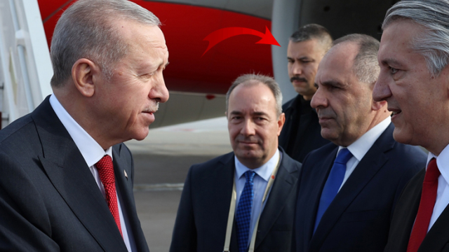 Cumhurbaşkanı Erdoğan'ın uzun boylu ve bıyıklı koruması Yunanistan'da gündem oldu