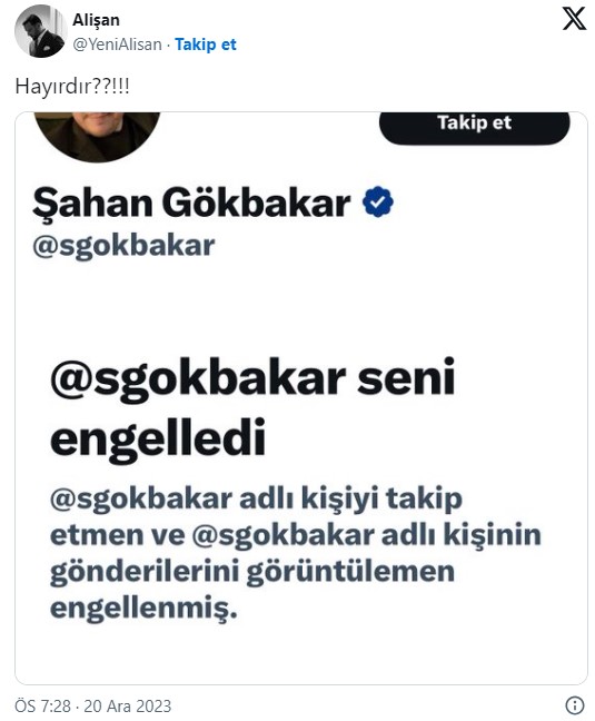 Alişan, kendisini engelleyen Şahan Gökbakar'dan hesap sordu