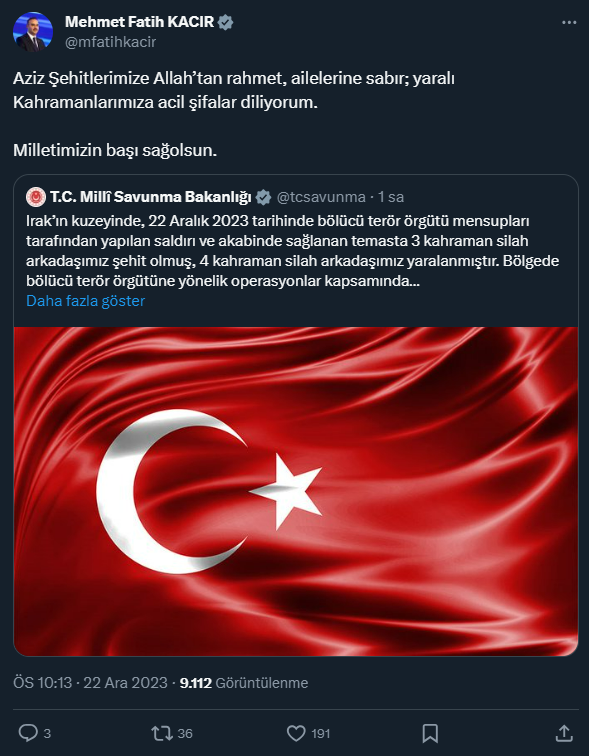 Şehitler için siyasilerden peş peşe taziye mesajları