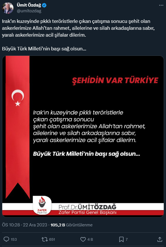 Şehitler için siyasilerden peş peşe taziye mesajları