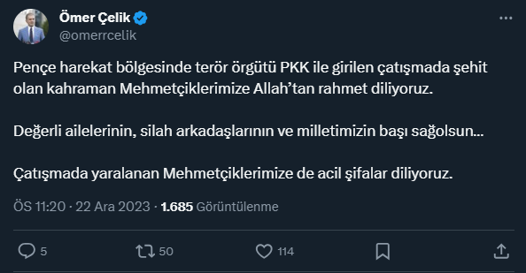 Şehitler için siyasilerden peş peşe taziye mesajları