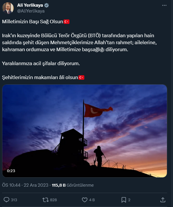 Şehitler için siyasilerden peş peşe taziye mesajları