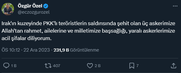 Şehitler için siyasilerden peş peşe taziye mesajları