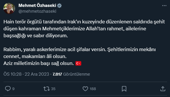 Şehitler için siyasilerden peş peşe taziye mesajları