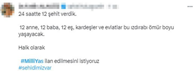 12 askerimizin şehit olmasının ardından hükümete milli yas çağrısı