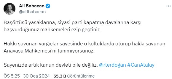 Can Atalay'ın vekilliğinin düşürülmesine siyasilerden peş peşe tepki geldi