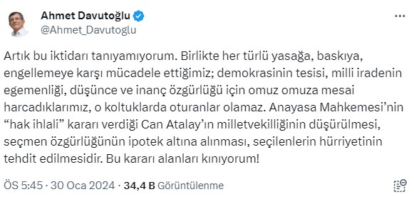 Can Atalay'ın vekilliğinin düşürülmesine siyasilerden peş peşe tepki geldi