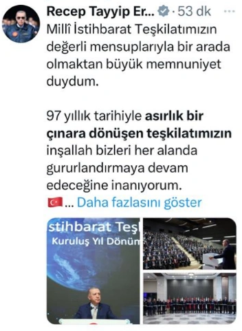 MİT programında fotoğraf krizi! Cumhurbaşkanı Erdoğan'ın hesabından paylaşılan kareler kısa sürede silindi