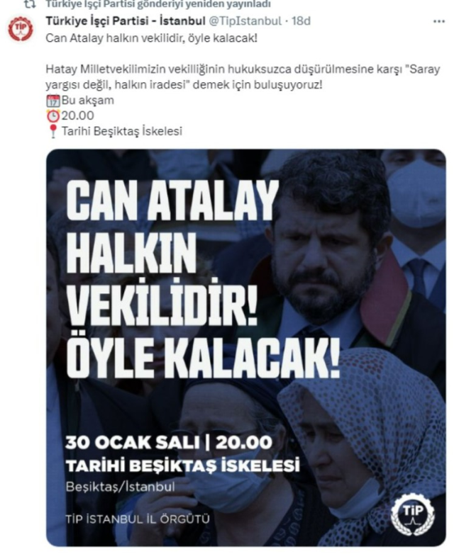 Can Atalay'ın vekilliğinin düşürülmesinin ardından TİP ve CHP'den eylem çağrısı