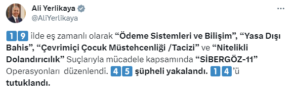 Büyük siber operasyonu! Çocuk tacizi ve yasa dışı bahse bulaşan 45 kişi gözaltında