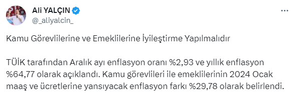 Memur-Sen Genel Başkanı Yalçın'dan zam oranlarına ilk yorum: Gelir vergisi yüzde 15'e sabitlenmeli