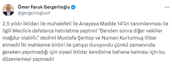 Gergerlioğlu'ndan Can Atalay'a destek: Umarım adalet yerini bulur o da Meclis'e gelir