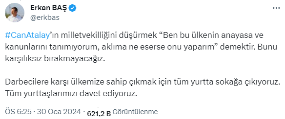 Erkan Baş'tan Can Atalay'ın vekilliğini düşüren kararı okuyan Bozdağ'a çok sert sözler