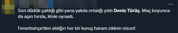 Fenerbahçeliler RAMS Başakşehir'de forma giyen Deniz Türüç'e öfke kusuyor: Haram zıkkım olsun