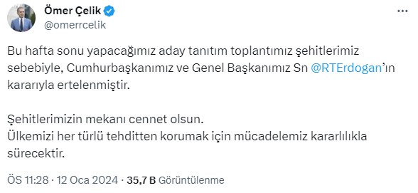 AK Parti'nin hafta sonu yapacağı aday tanıtım toplantısı ertelendi