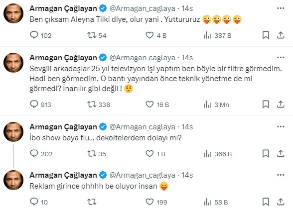 Armağan Çağlayan'da İbo Show'da kullanılan filtreye tepki: İnanılır gibi değil