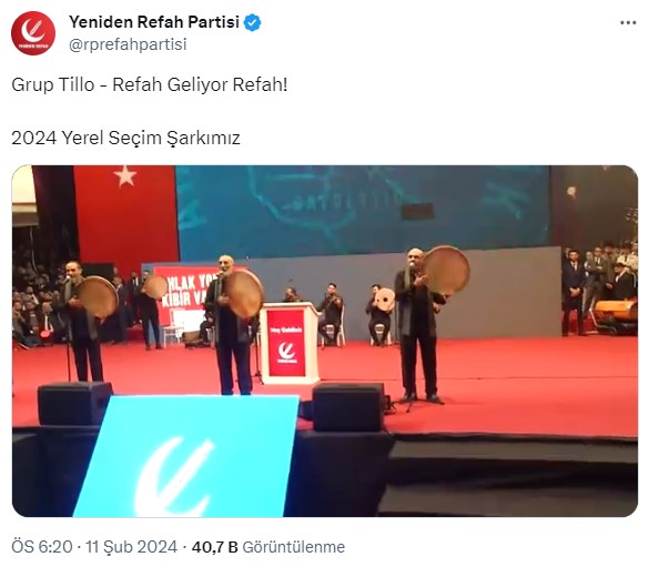 Yeniden Refah Partisi'nden erbaneli seçim şarkısı