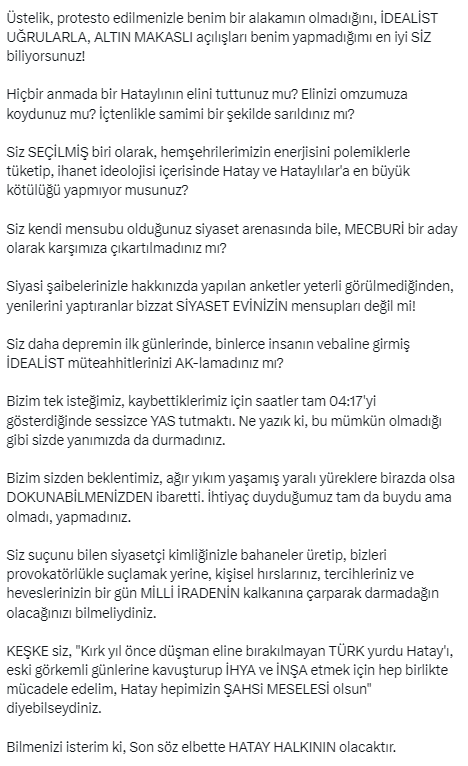 Gökhan Zan'dan kendisini Hatay'daki protestolardan sorumlu tutan Lütfü Savaş'a yanıt