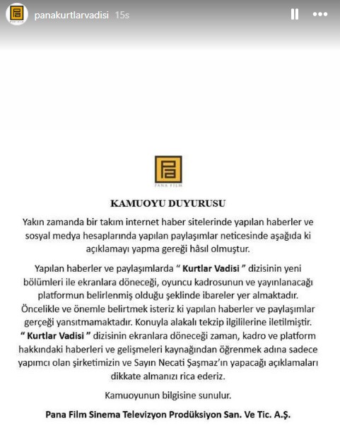 Yapım şirketi, Kurtlar Vadisi'nin Exxen'de yayınlanacağı söylentisini yalanladı