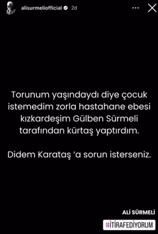 Kürtaj ve vergi kaçırma suçuyla konuşulan Ali Sürmeli: Şikayetçi olduk, itibar etmeyiniz