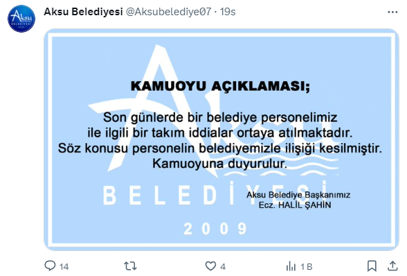 Aksu Belediyesi'nde müdürden vatandaşa ahlaksız teklif: 4 gece yetmez, sen çok pahalıya geliyorsun