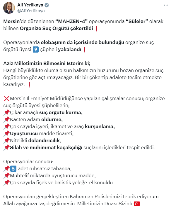 Süleler organize suç örgütü çökertildi! Elebaşı dahil 9 şüpheli gözaltına alındı