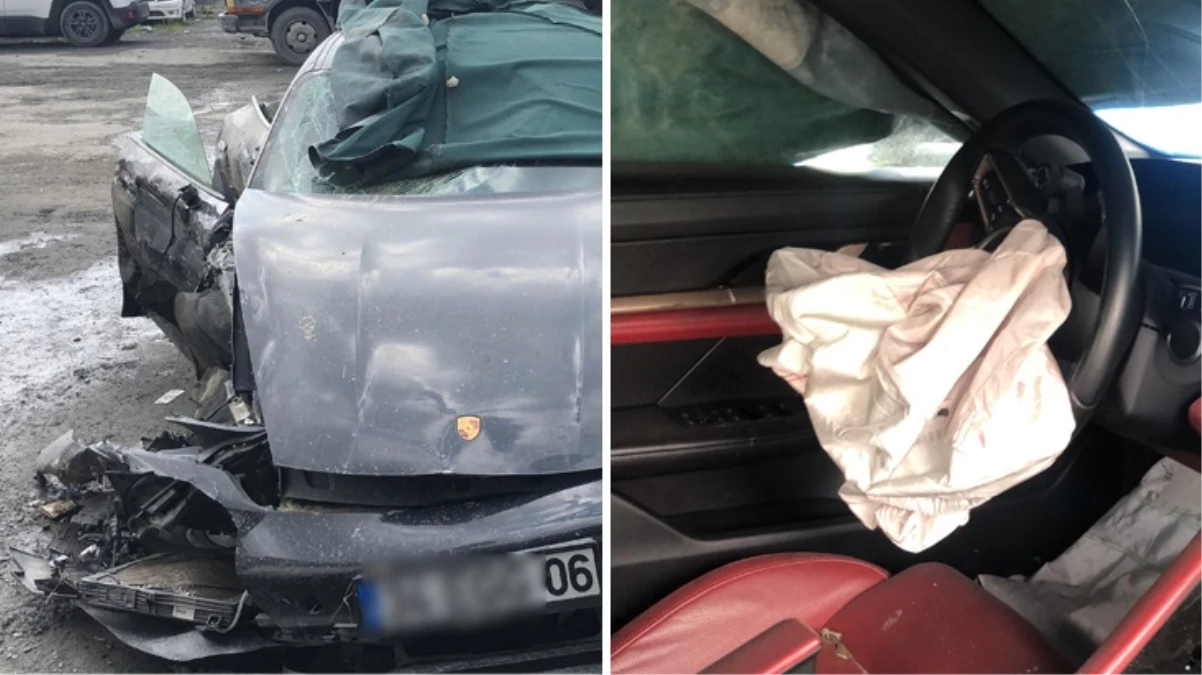 Mısır'a kaçan ünlü yazarın oğlunun kullandığı Porsche'nin son hali! Kazanın şiddeti resmen ortada