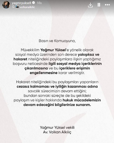 Yağmur Yüksel, aldığı hakaret içerikli yorumlar için yasal yollara başvurdu