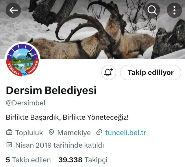 Tunceli Belediyesi'nin ismini Dersim olarak değiştirdiler, X hesabı kapattı