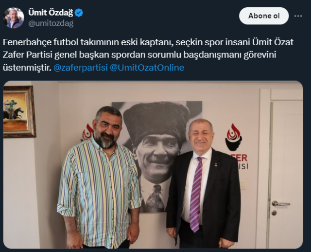 Ümit Özat, Zafer Partisi Genel Başkanı Ümit Özdağ'ın başdanışmanı oldu