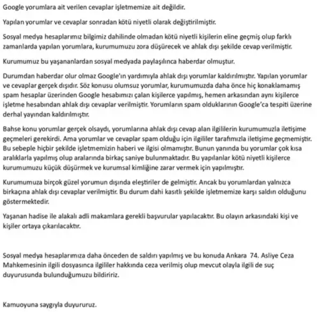 Müşterilerine küfürler yağdıran otelden açıklama: Hesabımız çalındı