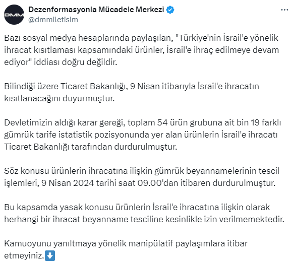 Kısıtlama kapsamındaki ürünlerin ihracatı devam mı ediyor? İsrail iddiasına art arda yalanlamalar geldi