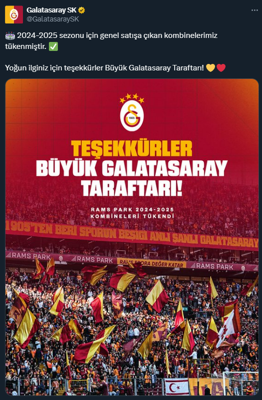 Galatasaray taraftarı, 4 dakikada kombineleri tüketti