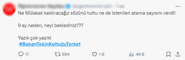 Milli Eğitim Bakanı Tekin'e tepkiler çığ gibi! Mülakat ve kontenjan sayıları sonrası istifa çağrıları yapılıyor